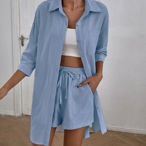 Button Down Blouse & Shorts Set